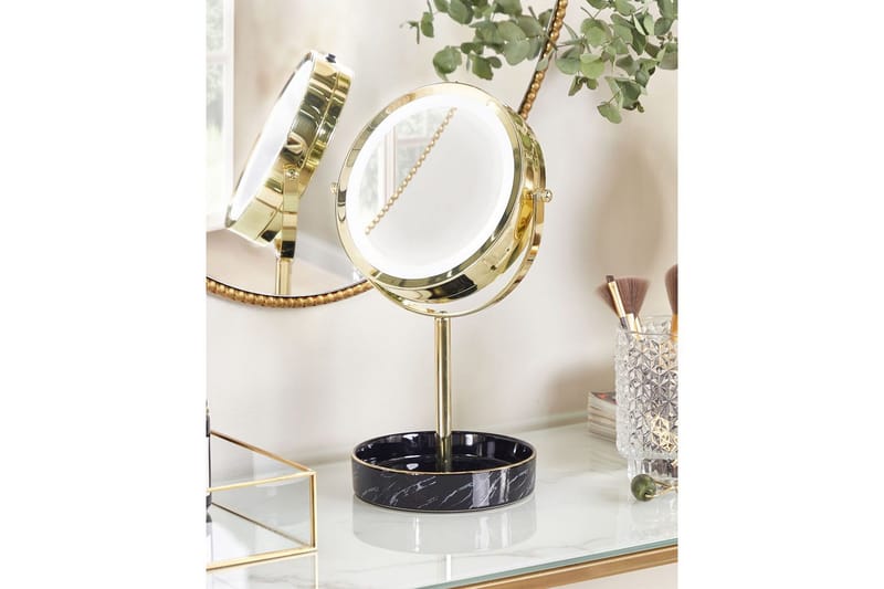Sminkspegel Beliani Savoie Guld/Svart GOLD||Black - Talo & remontointi - Keittiö & kylpyhuone - Kylpyhuone - Kylpyhuonetarvikkeet