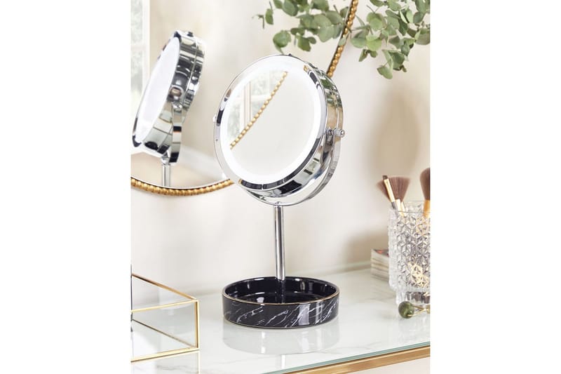 Sminkspegel Beliani Savoie Guld/Svart Silver||Black - Talo & remontointi - Keittiö & kylpyhuone - Kylpyhuone - Kylpyhuonetarvikkeet