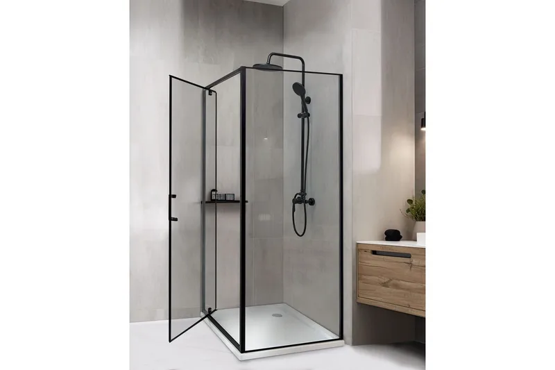 Duschväggar Black, Offwhite 70x70x185 cm - Talo & remontointi - Keittiö & kylpyhuone - Kylpyhuone - Suihkukalusteet - Suihkuseinät