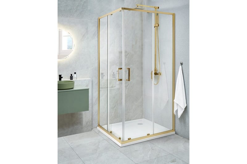 Duschväggar GOLD, White 90x90x185 cm - Talo & remontointi - Keittiö & kylpyhuone - Kylpyhuone - Suihkukalusteet - Suihkuseinät
