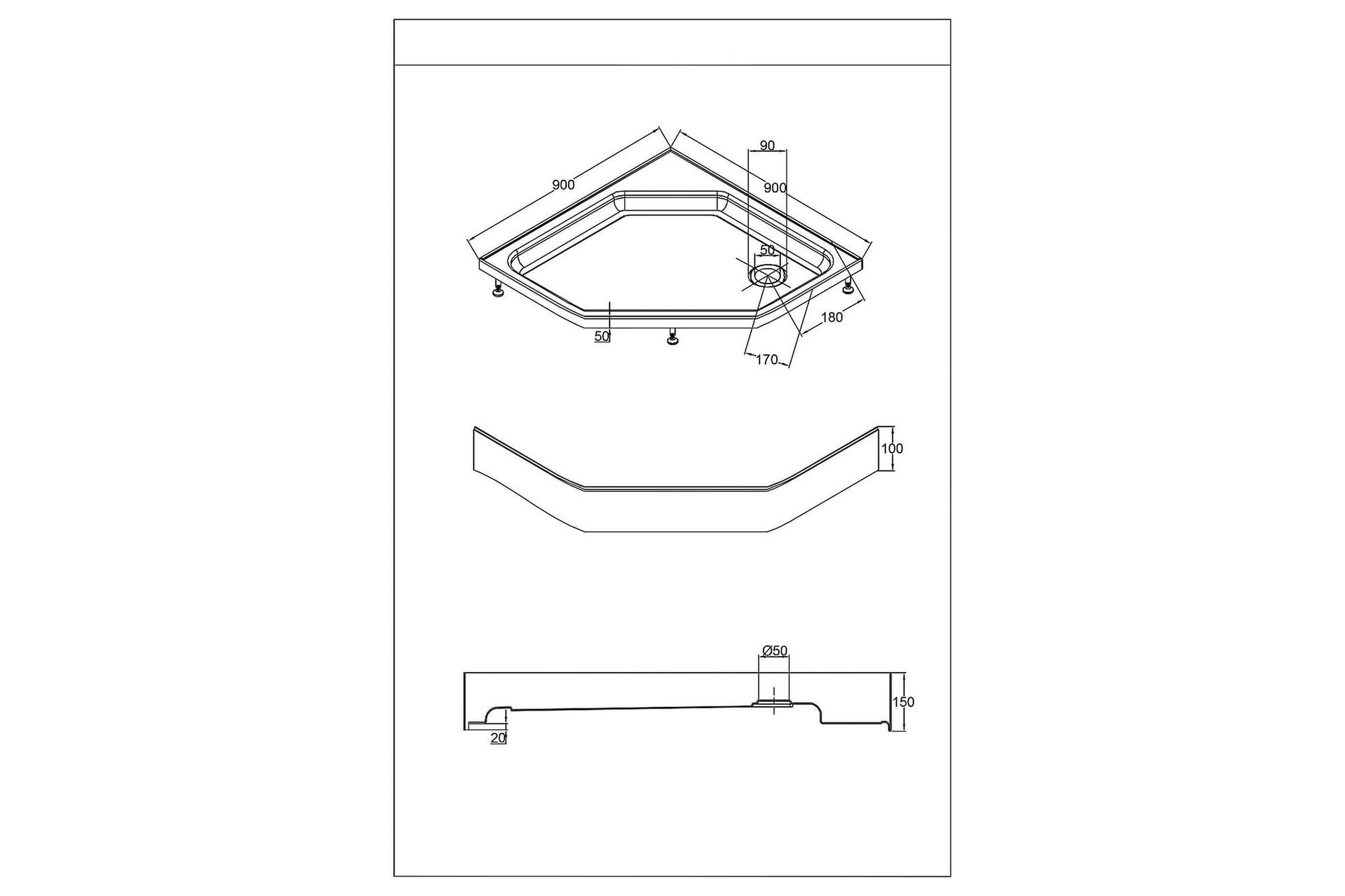 Suihkukaappi Ideal 90x90 cm Elegant - Valkoinen - Talo & remontointi - Keittiö & kylpyhuone - Kylpyhuone - Suihkukalusteet - Suihkukaapit