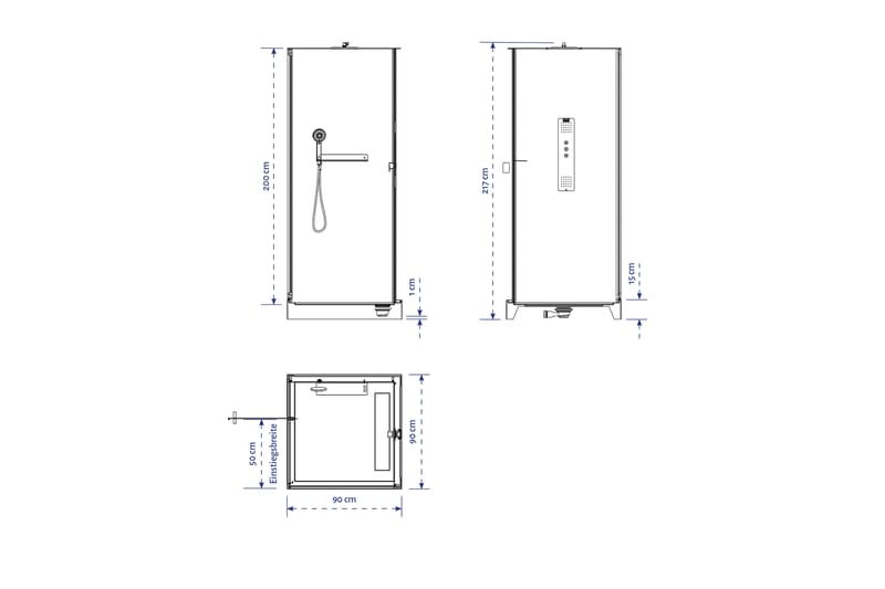 Suihkukaappi Kartorp 90x90 cm - MustaValkoinen - Talo & remontointi - Keittiö & kylpyhuone - Kylpyhuone - Suihkukalusteet - Suihkukaapit