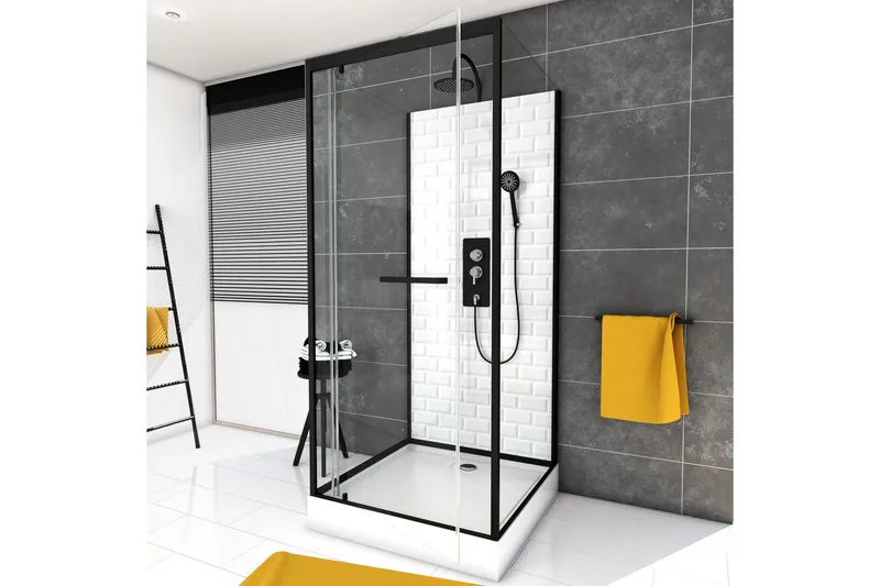 Suihkukaappi Osvall 90x90 cm, MustaValkoinen
