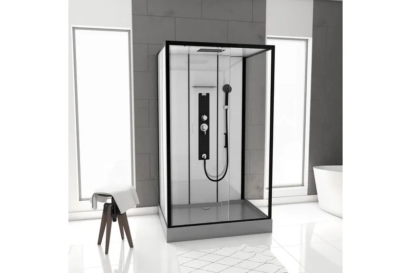 Suihkukaappi Sjuntorp 90x115 cm, Musta/Harmaa