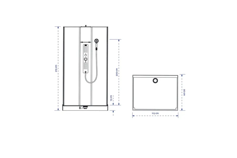 Suihkukaappi Sjuntorp 90x115 cm - Musta/Harmaa - Talo & remontointi - Keittiö & kylpyhuone - Kylpyhuone - Suihkukalusteet - Suihkukaapit