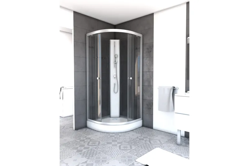 Suihkukaappi Torset 210 cm, Valkoinen/Harmaa