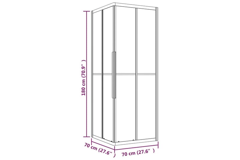 Suihkukaappi huurrettu ESG 70x70x180 cm musta - Suihkuseinät