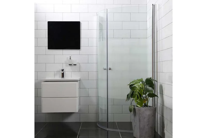 Suihkukulma Bathlife Mångsidig Pyöreä Ovi 45° 90x90 cm, Hopea/Osittain huurre