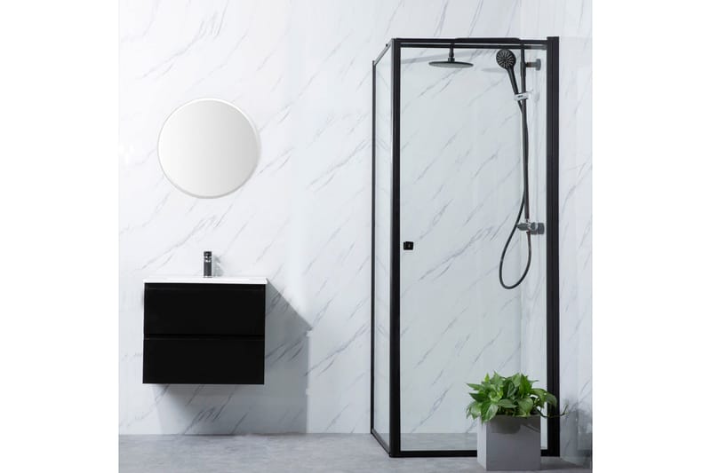 Suihkukulma Bathlife Suora Seinä 800 Musta + Suora ovi 900, Musta