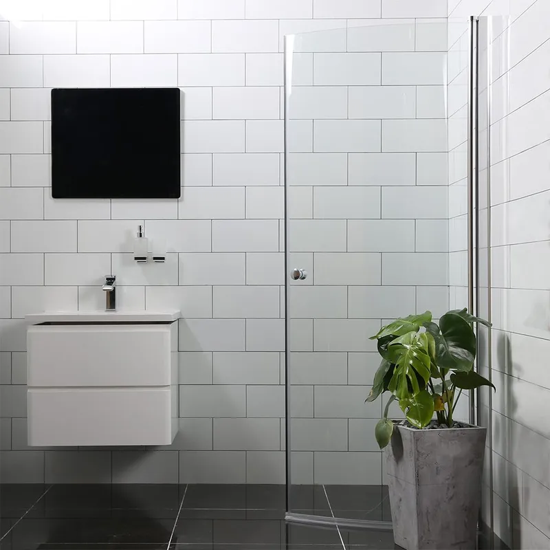 Bathlife Mångsidig -suihkuovi 45°, 70x70 cm, Hopea/Kirkas lasi