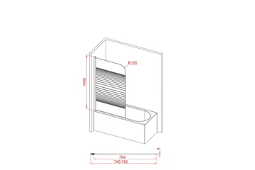 Suihkuseinä Ruske 140 cm - Musta - Talo & remontointi - Keittiö & kylpyhuone - Kylpyhuone - Suihkukalusteet - Suihkuseinät