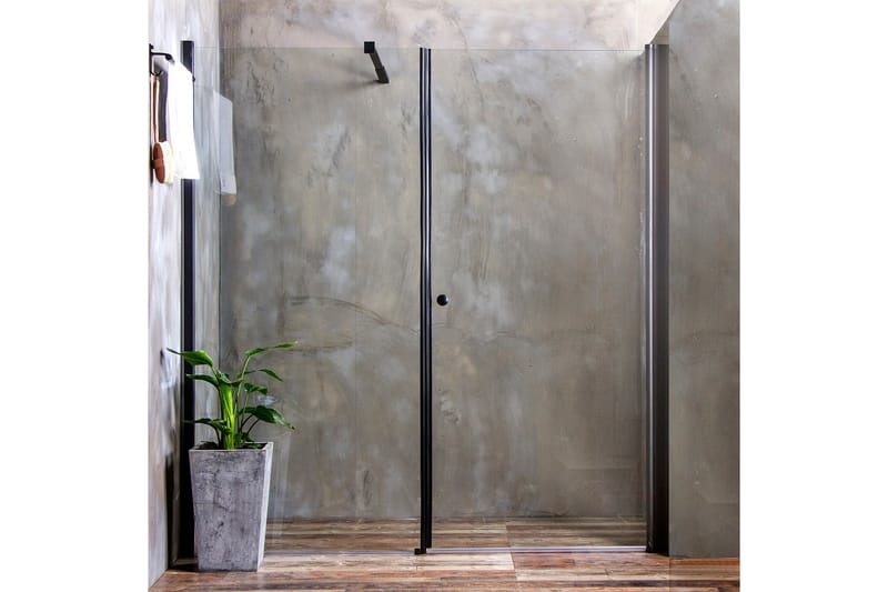 Bathlife Mångsidig Suihkukulma Suora Seinä | Suora Ovi Musta - 1100 + 070 cm - Talo & remontointi - Keittiö & kylpyhuone - Kylpyhuone - Suihkukalusteet - Suihkuseinät