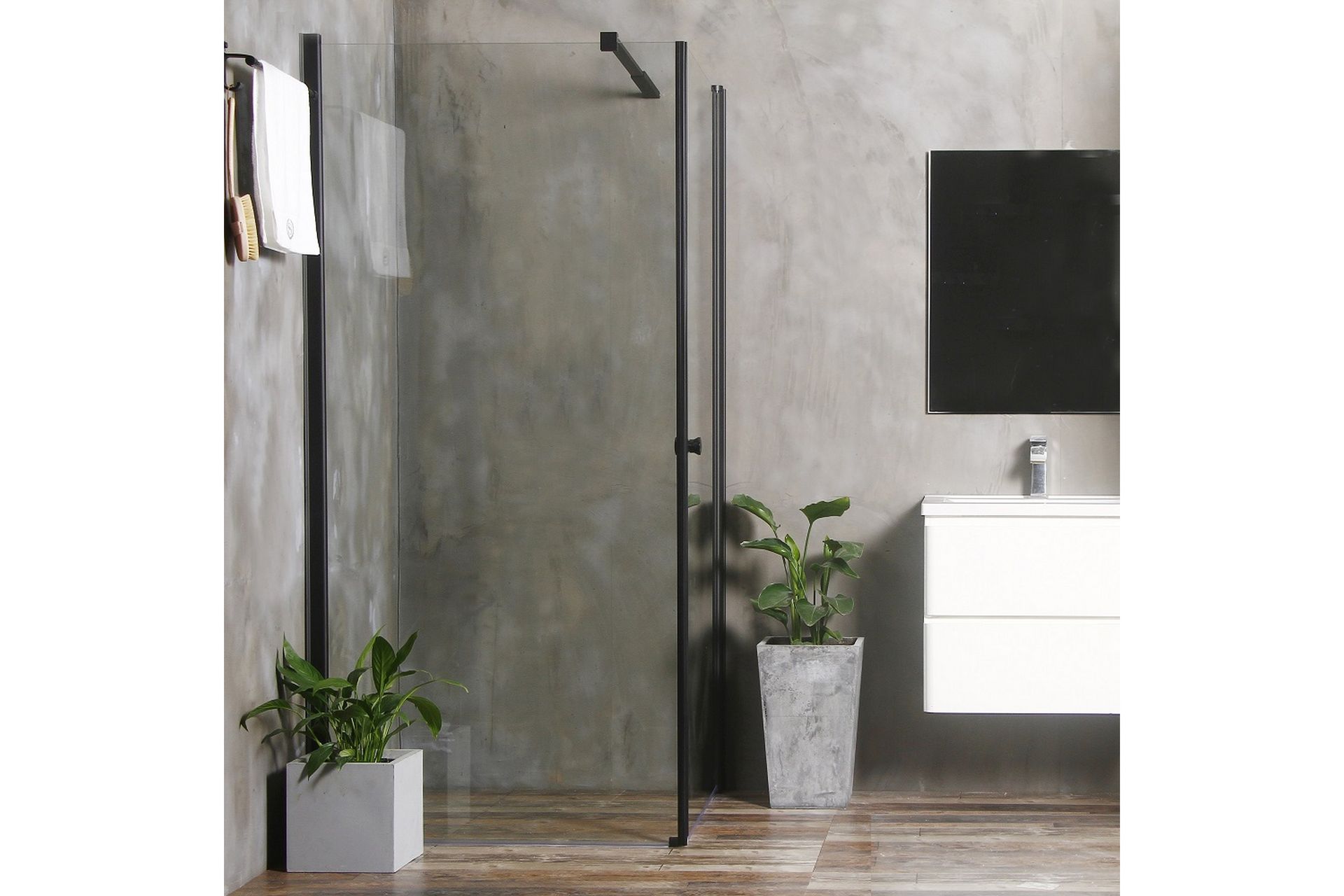 Bathlife Mångsidig Suihkukulma Suora Seinä | Suora Ovi Musta - 880 + 090 cm - Talo & remontointi - Keittiö & kylpyhuone - Kylpyhuone - Suihkukalusteet - Suihkuseinät