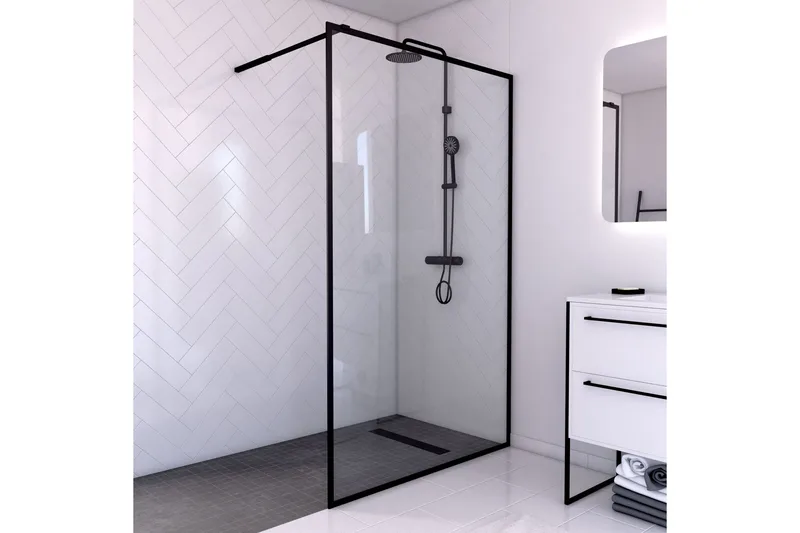 Lasiseinä Venlla 200 cm, Musta