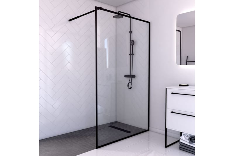 Lasiseinä Venlla 200 cm, Musta