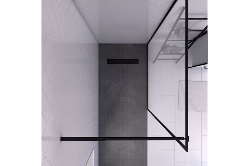 Lasiseinä Venlla 200 cm - Musta - Talo & remontointi - Keittiö & kylpyhuone - Kylpyhuone - Suihkukalusteet - Suihkuseinät