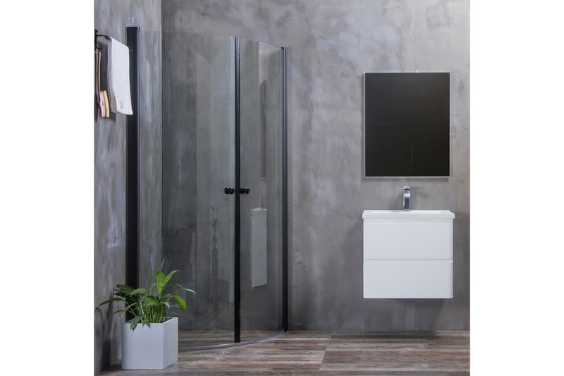 Suihkukulma Bathlife Mångsidig Pyöreä Ovi 45° 80x80 cm - Musta/Läpinäkyvä - Talo & remontointi - Keittiö & kylpyhuone - Kylpyhuone - Suihkukalusteet - Suihkuseinät