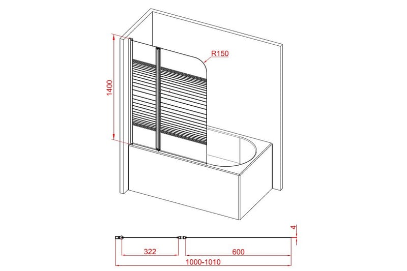 Suihkuseinä Almunge 100x140 cm - Valkoinen - Talo & remontointi - Keittiö & kylpyhuone - Kylpyhuone - Suihkukalusteet - Suihkuseinät