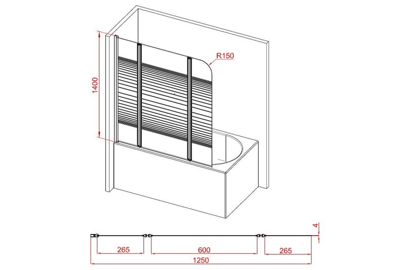 Suihkuseinä Almunge 125x140 cm - Valkoinen - Talo & remontointi - Keittiö & kylpyhuone - Kylpyhuone - Suihkukalusteet - Suihkuseinät