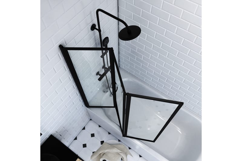 Suihkuseinä Almunge 125x143 cm - Musta - Talo & remontointi - Keittiö & kylpyhuone - Kylpyhuone - Suihkukalusteet - Suihkuseinät