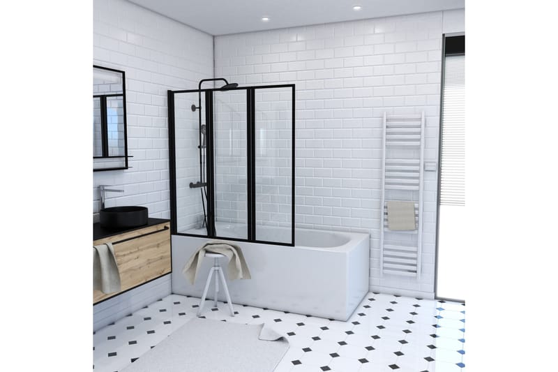 Suihkuseinä Almunge 125x143 cm - Musta - Talo & remontointi - Keittiö & kylpyhuone - Kylpyhuone - Suihkukalusteet - Suihkuseinät