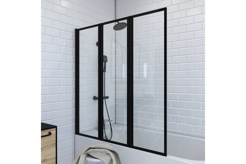 Suihkuseinä Almunge 125x143 cm, Musta