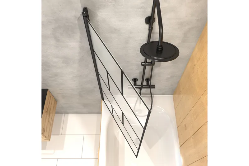 Suihkuseinä Almunge 75x125 cm - Musta - Talo & remontointi - Keittiö & kylpyhuone - Kylpyhuone - Suihkukalusteet - Suihkuseinät