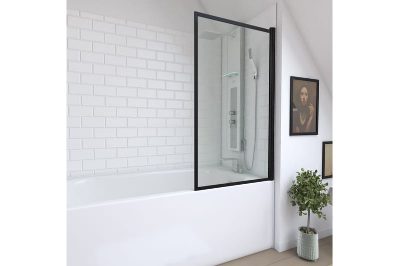 Suihkuseinä Almunge 75x130 cm - Musta - Talo & remontointi - Keittiö & kylpyhuone - Kylpyhuone - Suihkukalusteet - Suihkuseinät