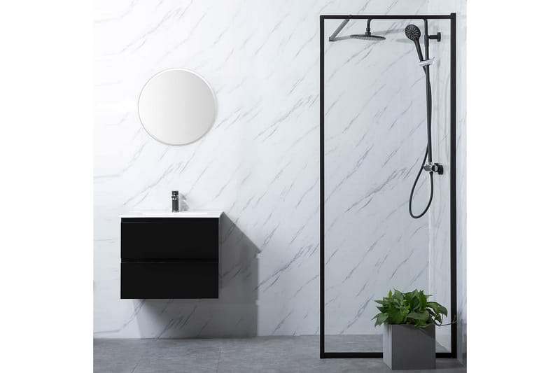Suihkuseinä Bathlife Profiili Suora 80 Seinä Musta - Musta - Talo & remontointi - Keittiö & kylpyhuone - Kylpyhuone - Suihkukalusteet - Suihkuseinät