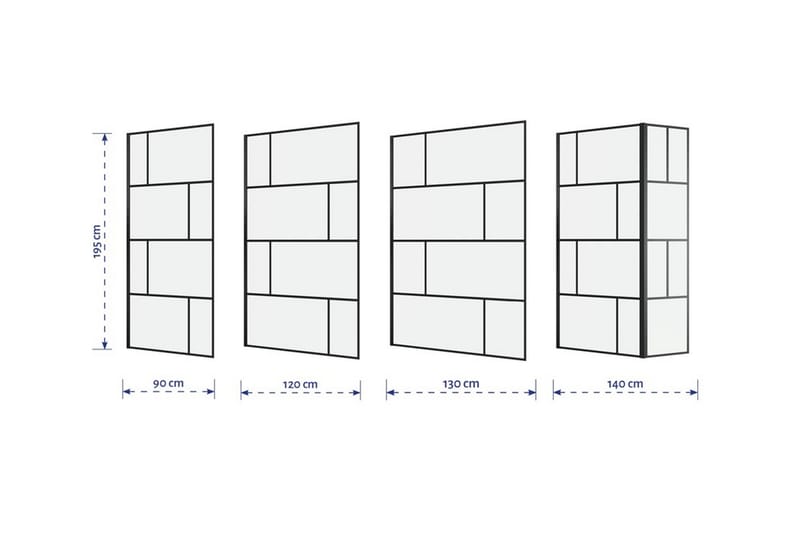 Suihkuseinä Hålahult 120x195 cm - Musta - Talo & remontointi - Keittiö & kylpyhuone - Kylpyhuone - Suihkukalusteet - Suihkuseinät