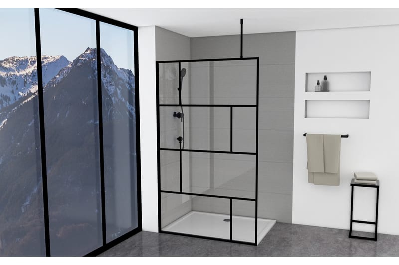 Suihkuseinä Hålahult 120x195 cm - Musta - Talo & remontointi - Keittiö & kylpyhuone - Kylpyhuone - Suihkukalusteet - Suihkuseinät