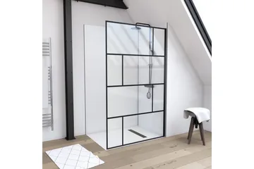 Suihkuseinä Hålahult 120x195 cm - Musta - Talo & remontointi - Keittiö & kylpyhuone - Kylpyhuone - Suihkukalusteet - Suihkuseinät