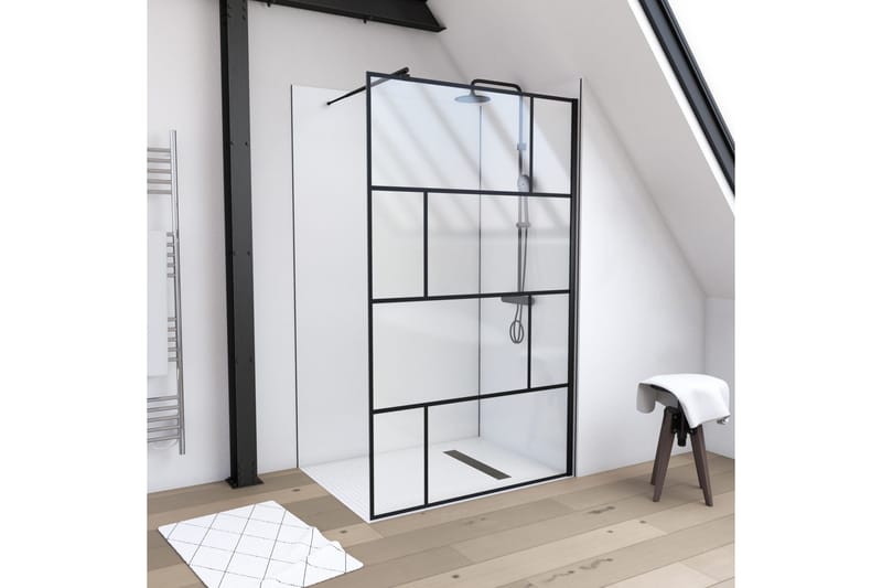 Suihkuseinä Hålahult 120x195 cm - Musta - Talo & remontointi - Keittiö & kylpyhuone - Kylpyhuone - Suihkukalusteet - Suihkuseinät