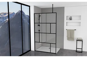 Suihkuseinä Hålahult 120x195 cm - Musta - Talo & remontointi - Keittiö & kylpyhuone - Kylpyhuone - Suihkukalusteet - Suihkuseinät