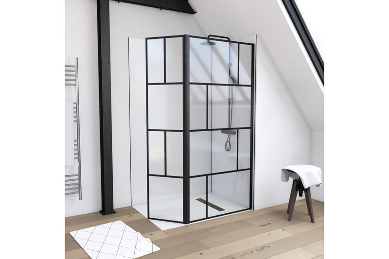 Suihkuseinä Hålahult 130x195 cm - Musta - Talo & remontointi - Keittiö & kylpyhuone - Kylpyhuone - Suihkukalusteet - Suihkuseinät