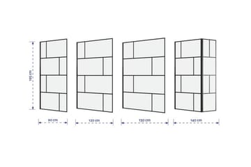 Suihkuseinä Hålahult 130x195 cm - Musta - Talo & remontointi - Keittiö & kylpyhuone - Kylpyhuone - Suihkukalusteet - Suihkuseinät