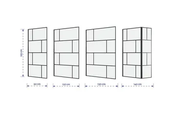 Suihkuseinä Hålahult 130x195 cm - Musta - Talo & remontointi - Keittiö & kylpyhuone - Kylpyhuone - Suihkukalusteet - Suihkuseinät