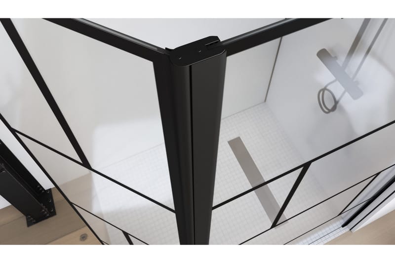 Suihkuseinä Hålahult 130x195 cm - Musta - Talo & remontointi - Keittiö & kylpyhuone - Kylpyhuone - Suihkukalusteet - Suihkuseinät