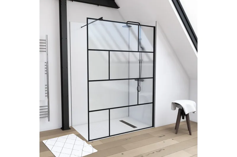 Suihkuseinä Hålahult 140x195 cm - Musta - Talo & remontointi - Keittiö & kylpyhuone - Kylpyhuone - Suihkukalusteet - Suihkuseinät