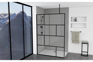 Suihkuseinä Hålahult 140x195 cm - Musta - Talo & remontointi - Keittiö & kylpyhuone - Kylpyhuone - Suihkukalusteet - Suihkuseinät