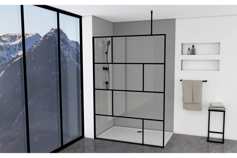 Suihkuseinä Hålahult 140x195 cm, Musta