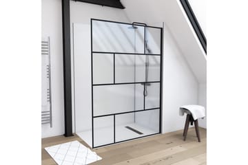 Suihkuseinä Hålahult 140x195 cm - Musta - Talo & remontointi - Keittiö & kylpyhuone - Kylpyhuone - Suihkukalusteet - Suihkuseinät