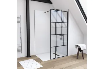 Suihkuseinä Hålahult 90x195 cm - Musta - Talo & remontointi - Keittiö & kylpyhuone - Kylpyhuone - Suihkukalusteet - Suihkuseinät