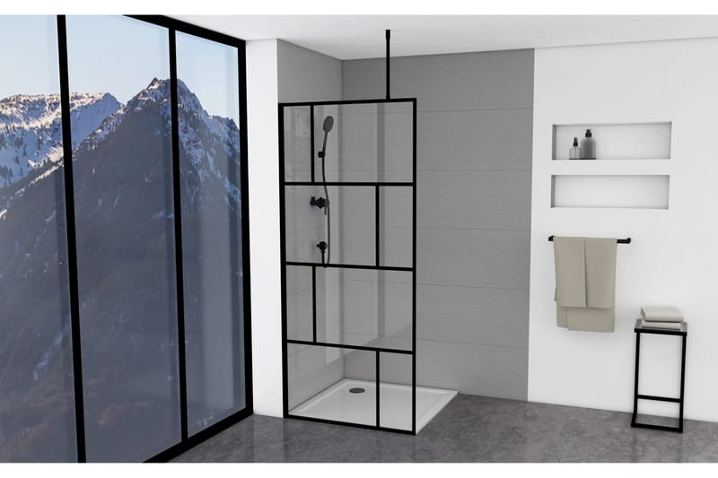 Suihkuseinä Hålahult 90x195 cm, Musta