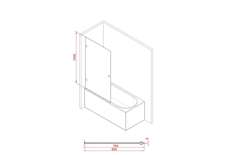 Suihkuseinä Tomtbod 140 cm - Musta - Suihkuseinät