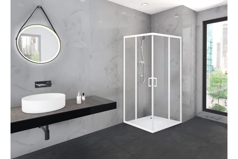 Suihkuseinä Venlla 90x200 cm - Valkoinen - Talo & remontointi - Keittiö & kylpyhuone - Kylpyhuone - Suihkukalusteet - Suihkuseinät