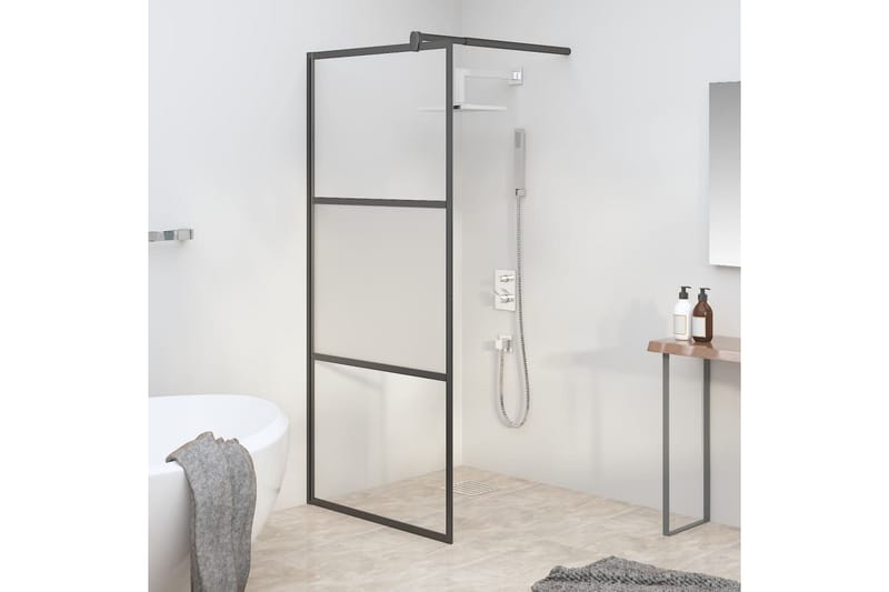 Walk-in suihkun seinäke 80x195 cm puolihuurrettu ESG-lasi mu - Musta - Talo & remontointi - Keittiö & kylpyhuone - Kylpyhuone - Suihkukalusteet - Suihkuseinät