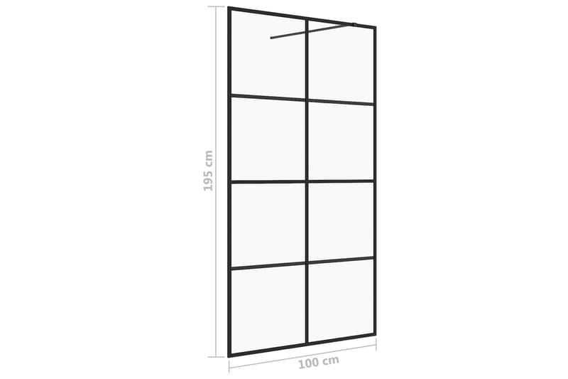 Walk-in suihkun seinäke kirkas ESG-lasi 100x195 cm musta - Läpinäkyvä - Suihkuseinät