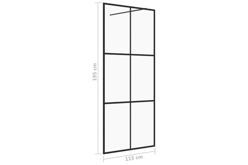 Walk-in suihkun seinäke kirkas ESG-lasi 115x195 cm musta - Läpinäkyvä - Suihkuseinät