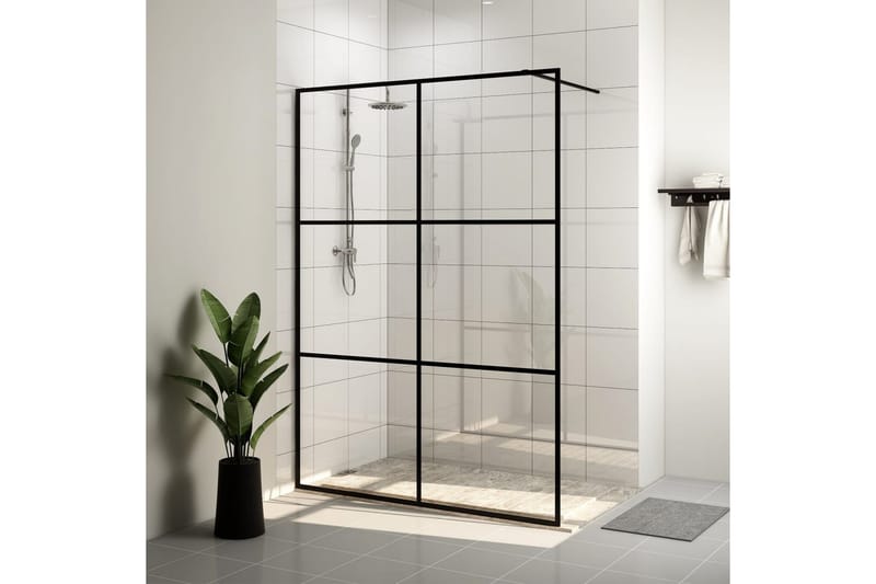 Walk-in suihkun seinäke kirkas ESG-lasi 140x195 cm musta - Läpinäkyvä - Suihkuseinät